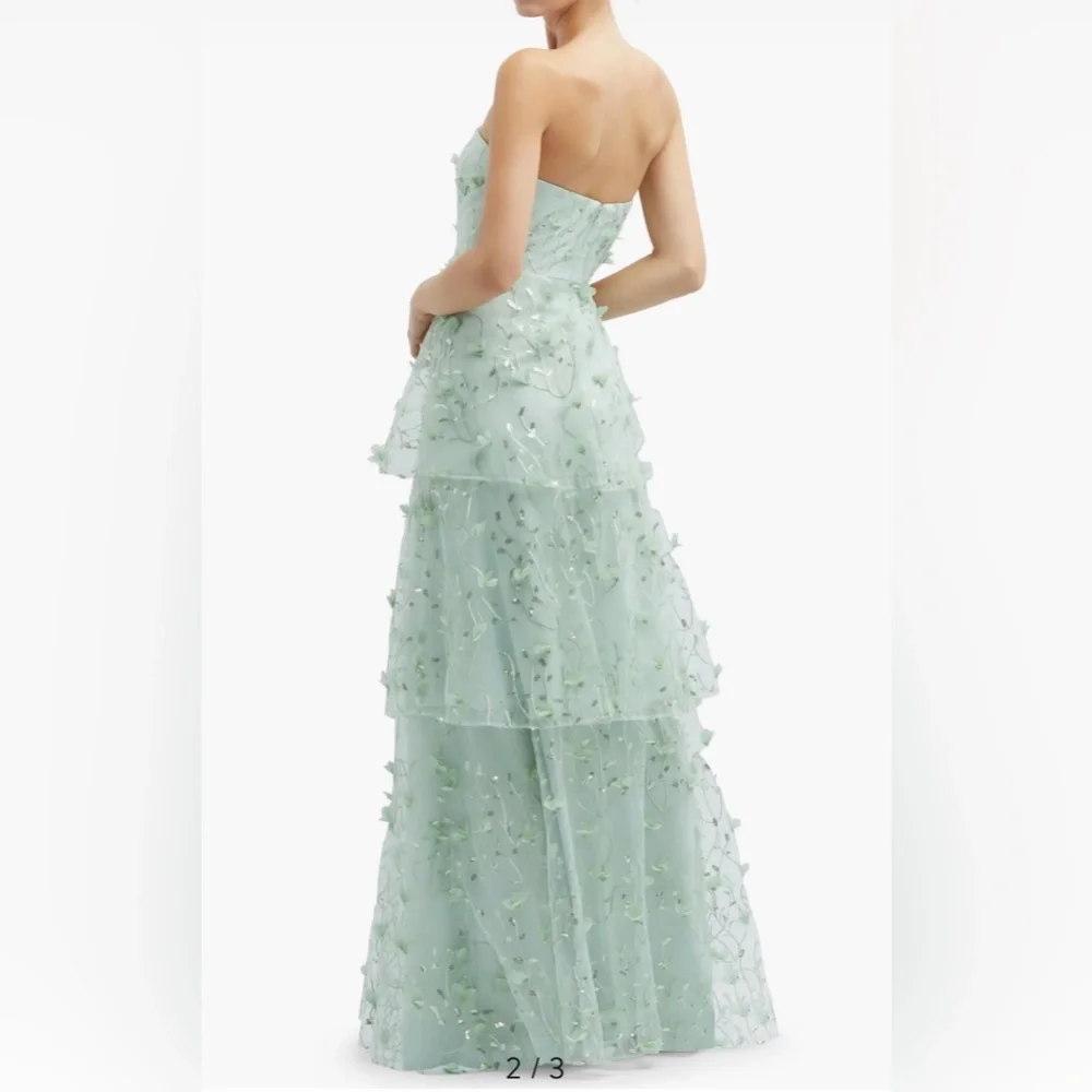 NEW Dessy Collection Sequin Embroidered Tiered Strapless Gown, Size 14